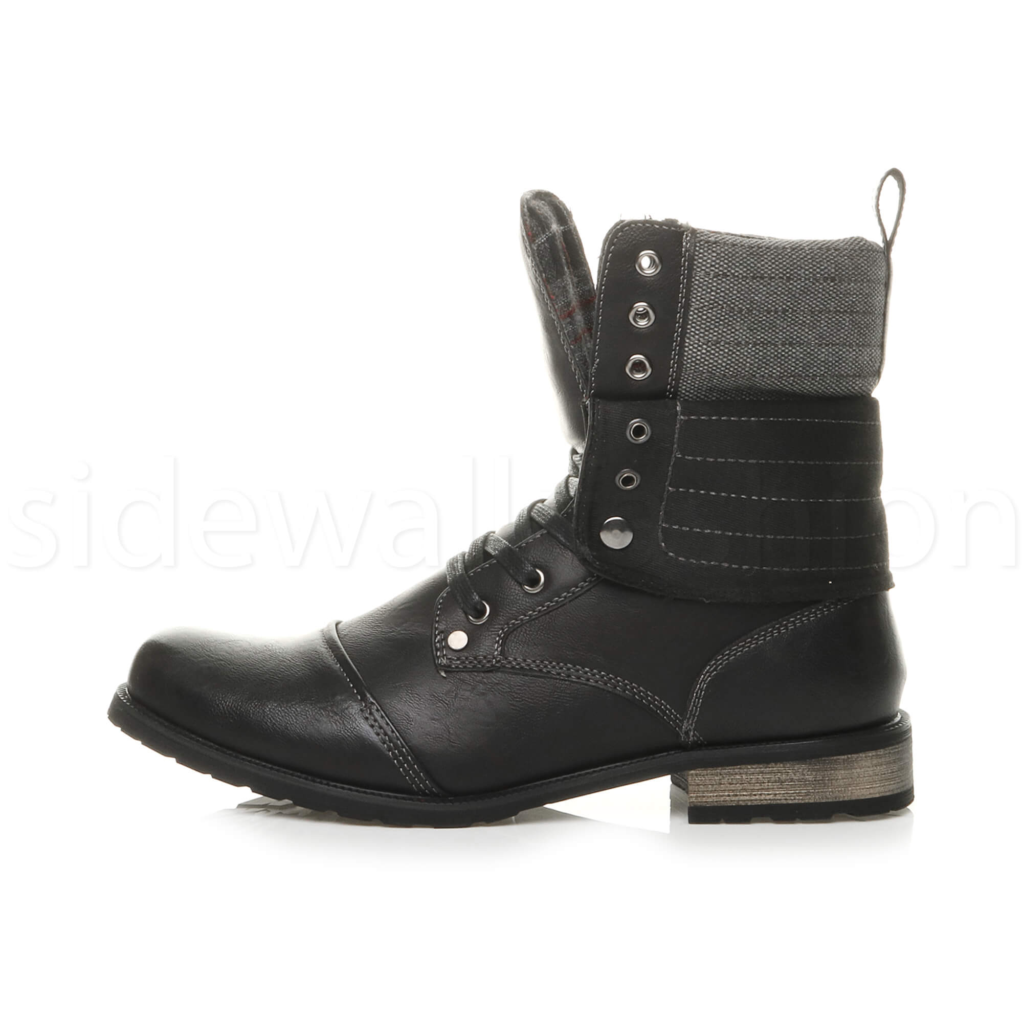 mens fold combat boots mens lace up low heel flat fold padded cuff mens fold combat boots mens lace up low heel flat fold padded cuff