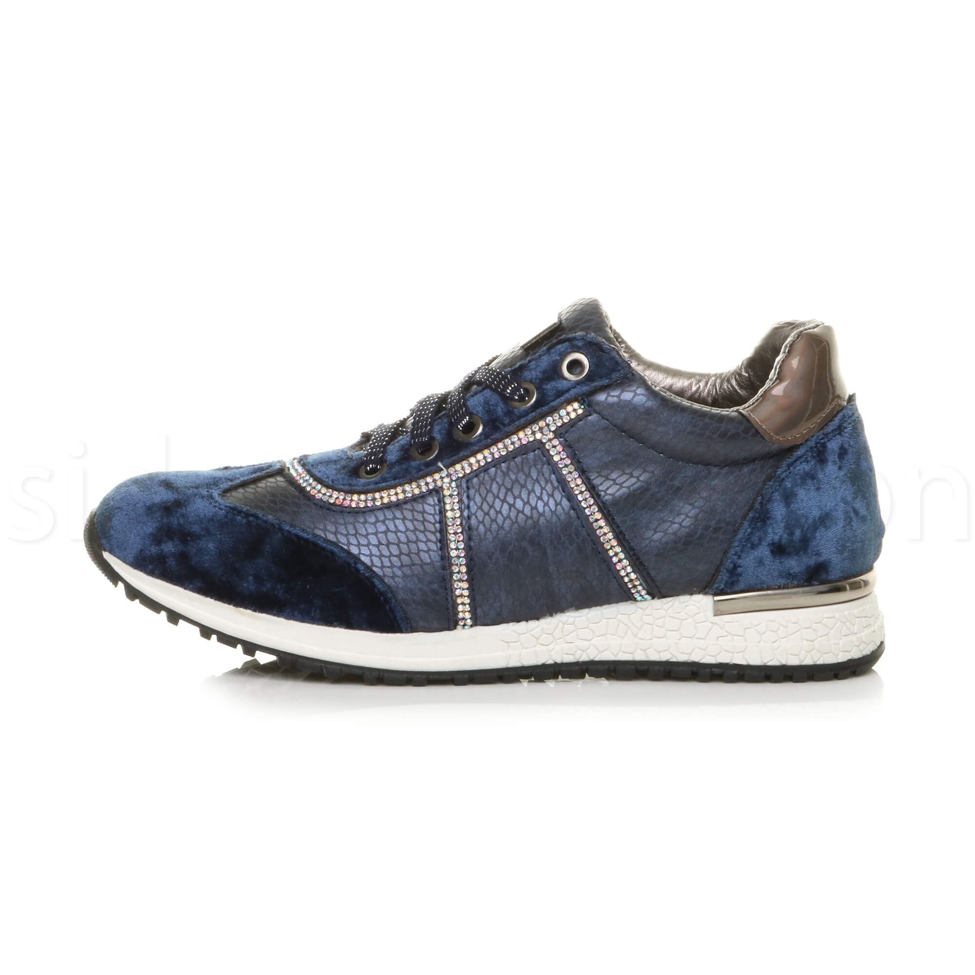 Mujer señoras Plano Terciopelo Diamante contraste Serpiente Con Cordones Low Top de Superdry Tamaño