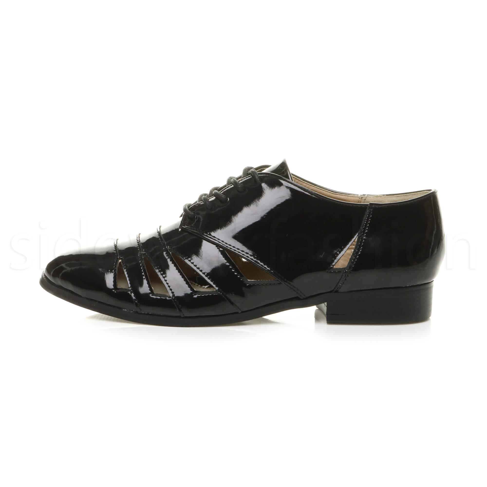 Womens ladies flat low heel cut out lace up oxford brogue shoes size