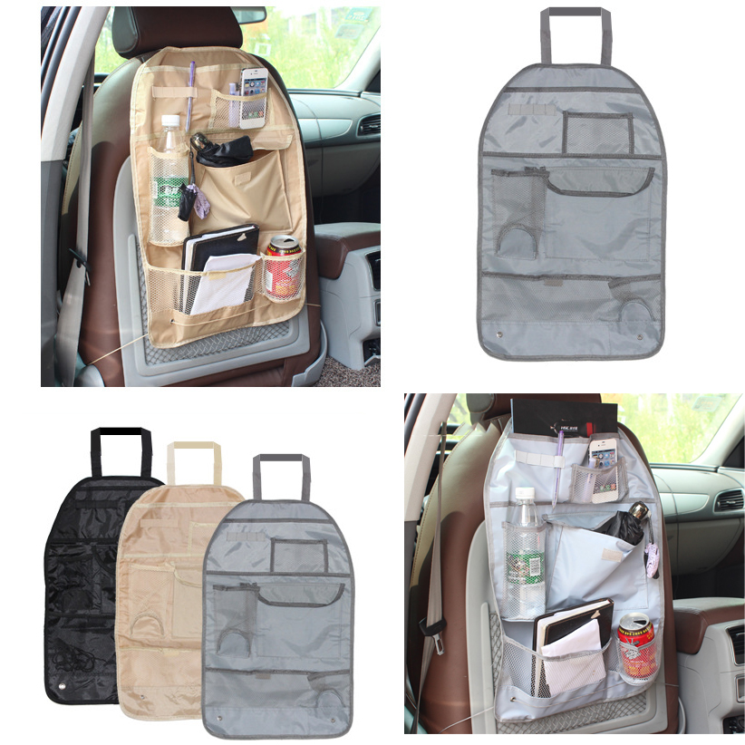 Grey 2x Car Van Back Seat Organiser Tidy Multipocket Headrest Storage