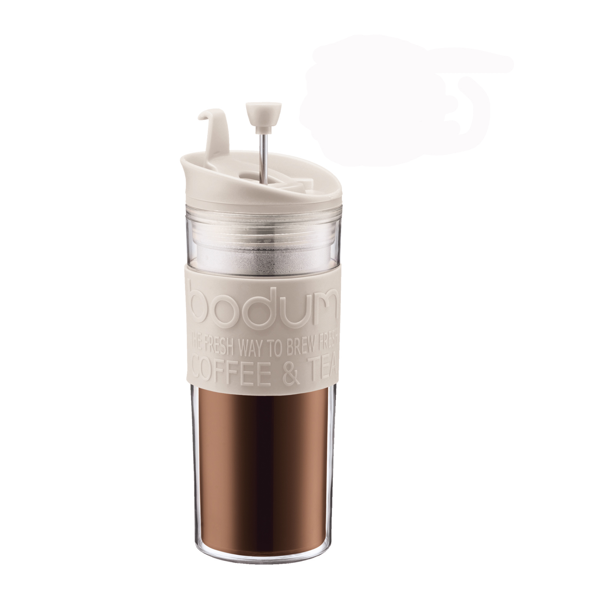 Bodum 0.45L Travel Mug Press Double Wall Plastic Coffee Maker Off White Boxed eBay