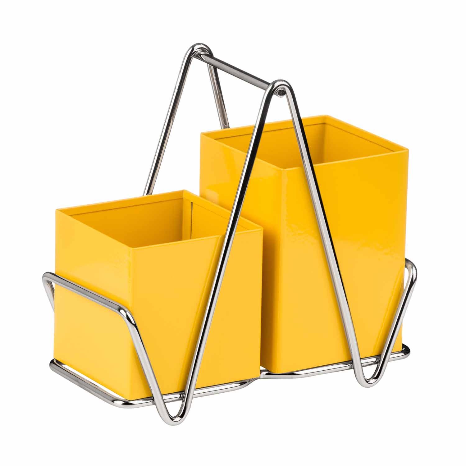 Premier Housewares Yellow Cutlery Caddy Metal Utensil Holder Drainer