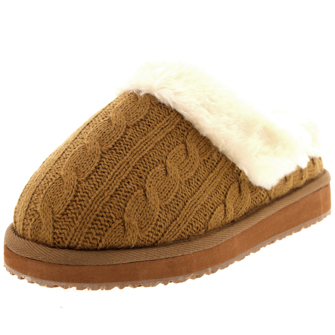 Womens Knitted Cardy Classic Fur Lined Warm Slip On Winter House