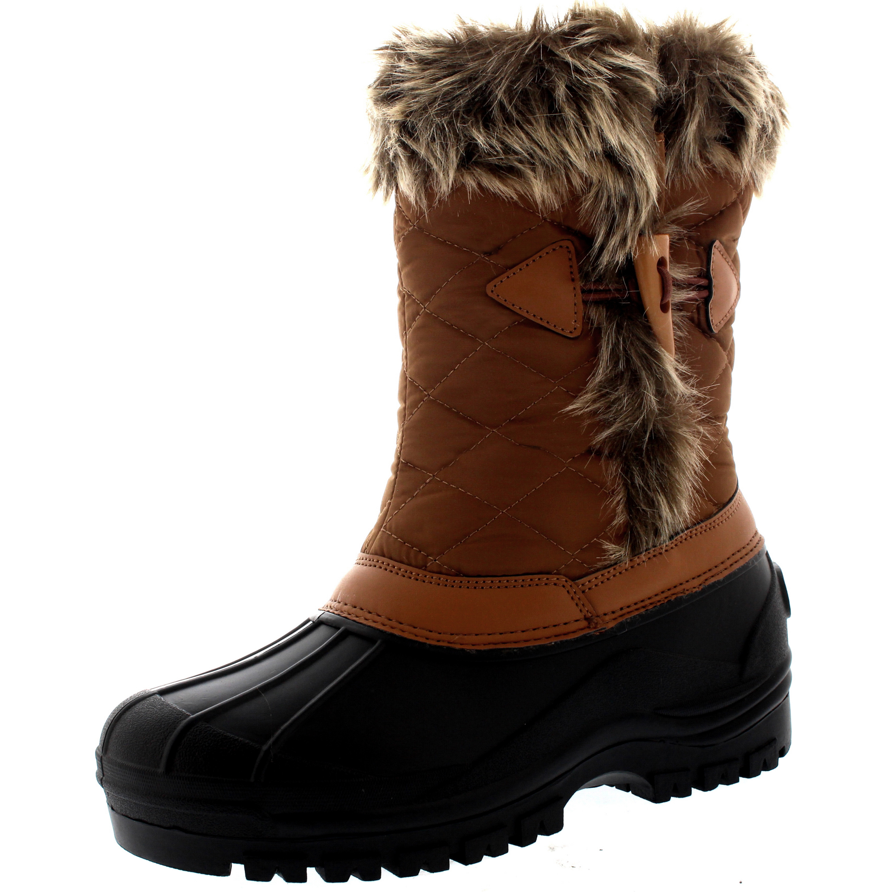 Womens Toggle Waterproof Fur Lined Winter Muck Thermal Mid Calf BOOTS