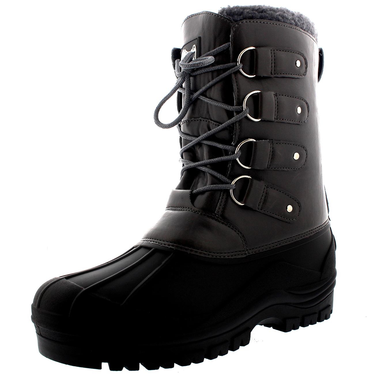 Mens Outdoor Waterproof Hiking Faux Fur Duck Mountain Dog Walking Boots