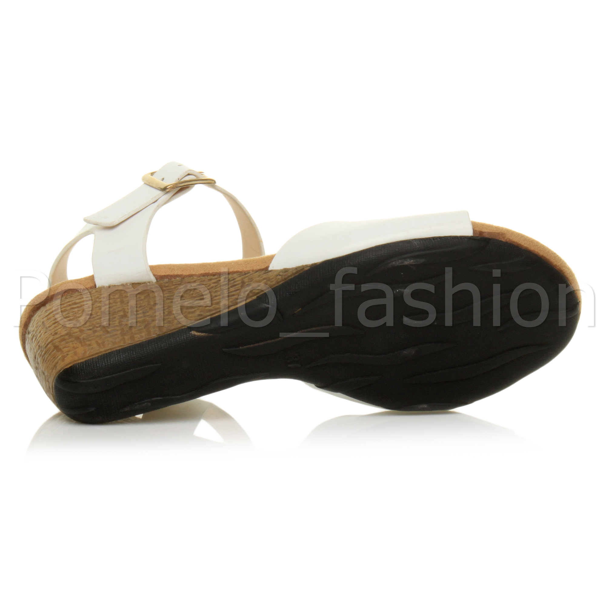 WOMENS LADIES LOW MID WEDGE HEEL ANKLE STRAP WORK SUMMER EVENING SANDALS SIZE