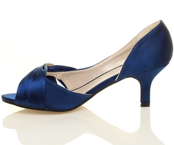 WOMENS WEDDING BRIDAL LADIES PROM SHOES LOW HEEL BRIDESMAID EVENING