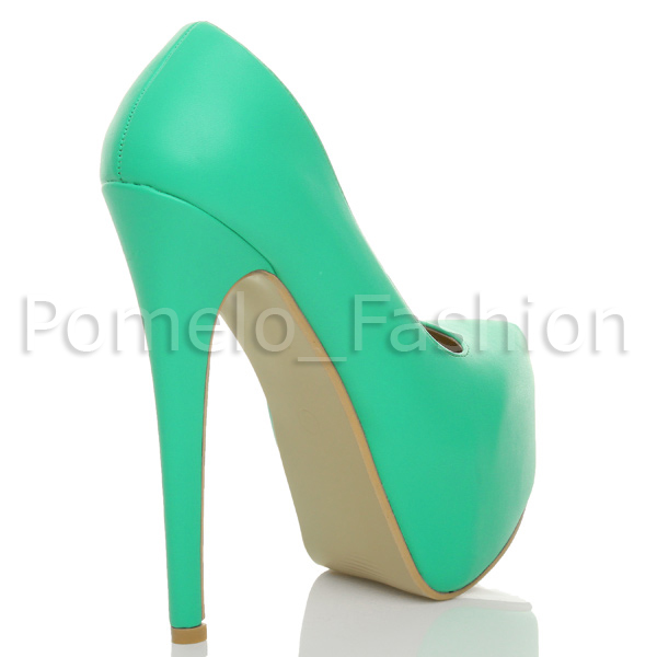 WOMENS LADIES SLIM HIGH HEEL PLATFORM PARTY SMART FORMAL PUMPS COURT SHOES SIZE