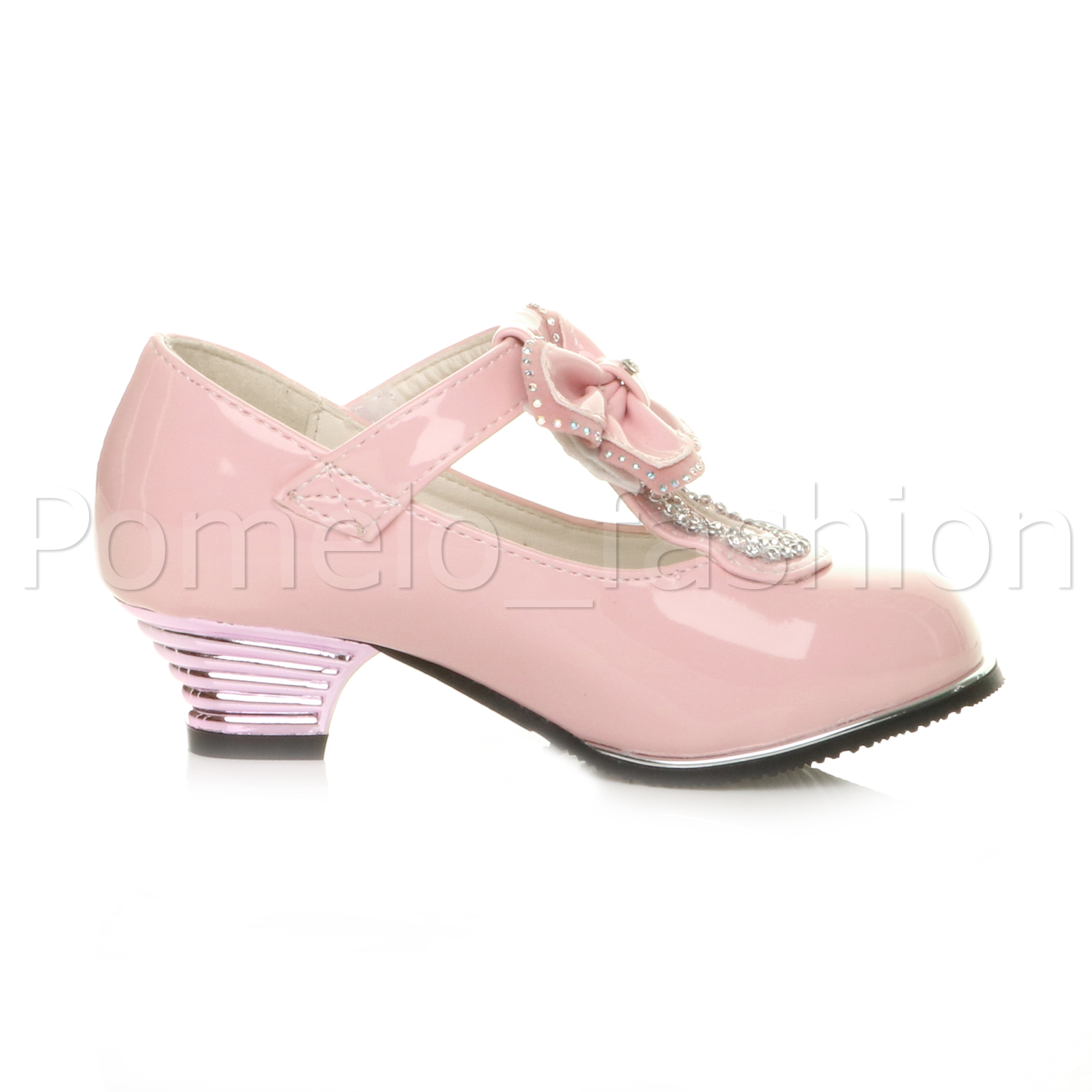 Ragazze Bambini Fiocco Diamante T-Bar Fiore Ragazza Damigella D/'OnOre Scarpe da sera Taglia
