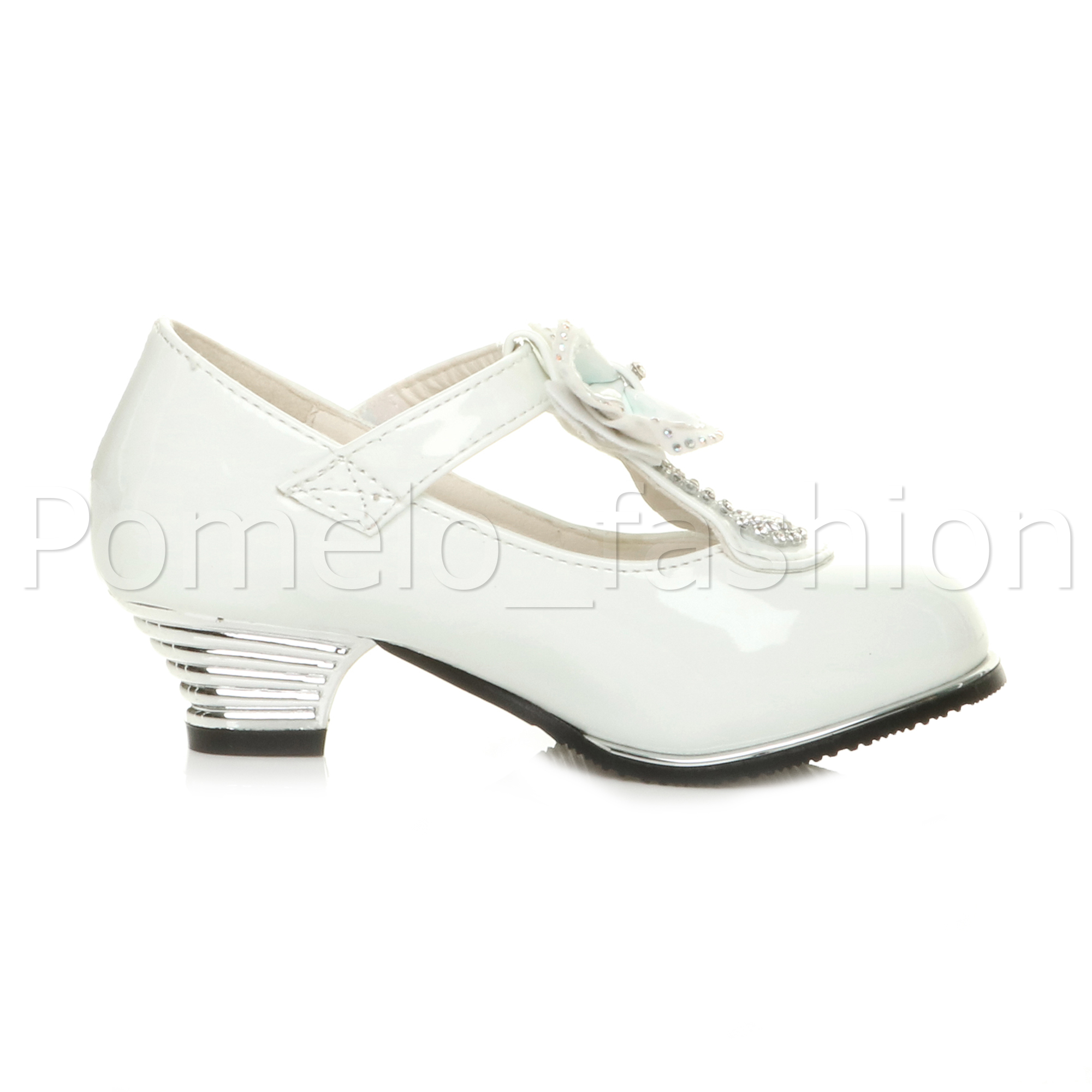 Ragazze Bambini Fiocco Diamante T-Bar Fiore Ragazza Damigella D/'OnOre Scarpe da sera Taglia
