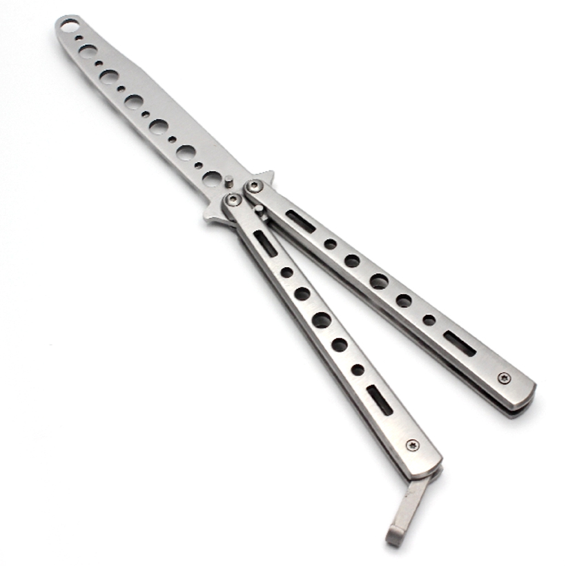UK Silver Antirust Metal Practice Butterfly Balisong Training Trainer