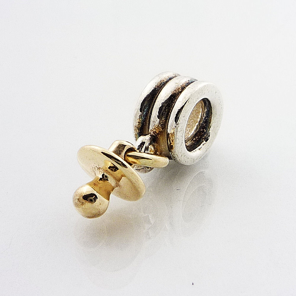 Authentic Genuine Pandora Sterling Silver 14k Gold Pacifier Dummy Charm