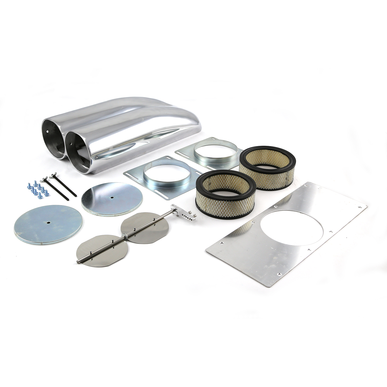 Polished Aluminum Fabricated Dual Carburetor Hood Scoop eBay