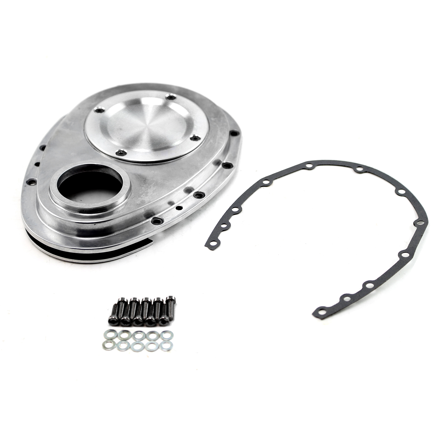 Chevy SBC 350 2Piece Polished Aluminum Timing Chain Cover w