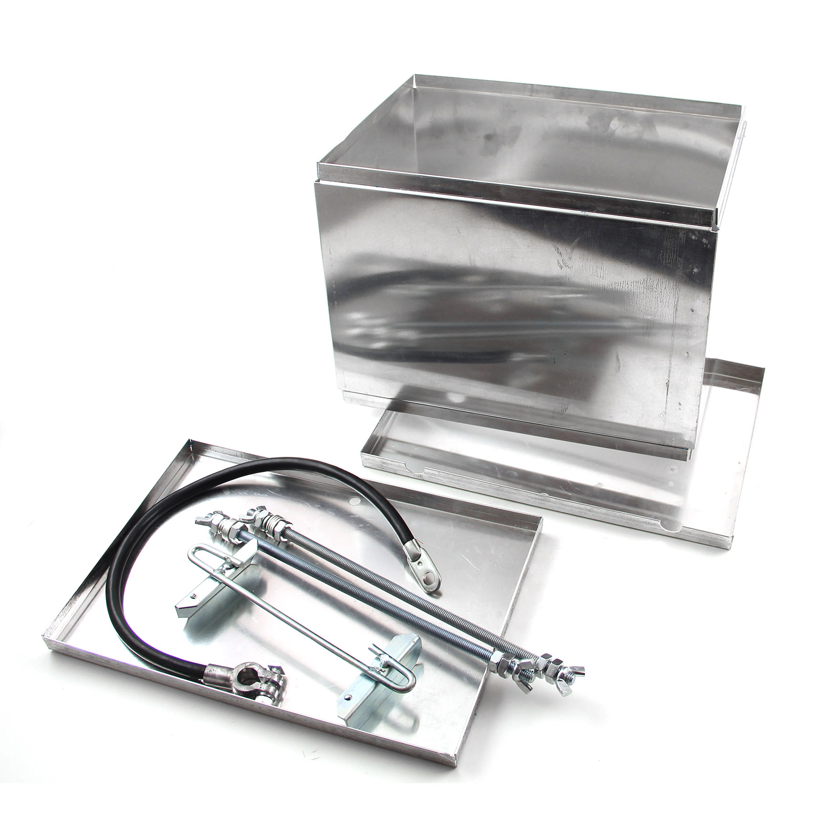 Universal Fabricated Polished Aluminum Battery Box and Relocation Kit