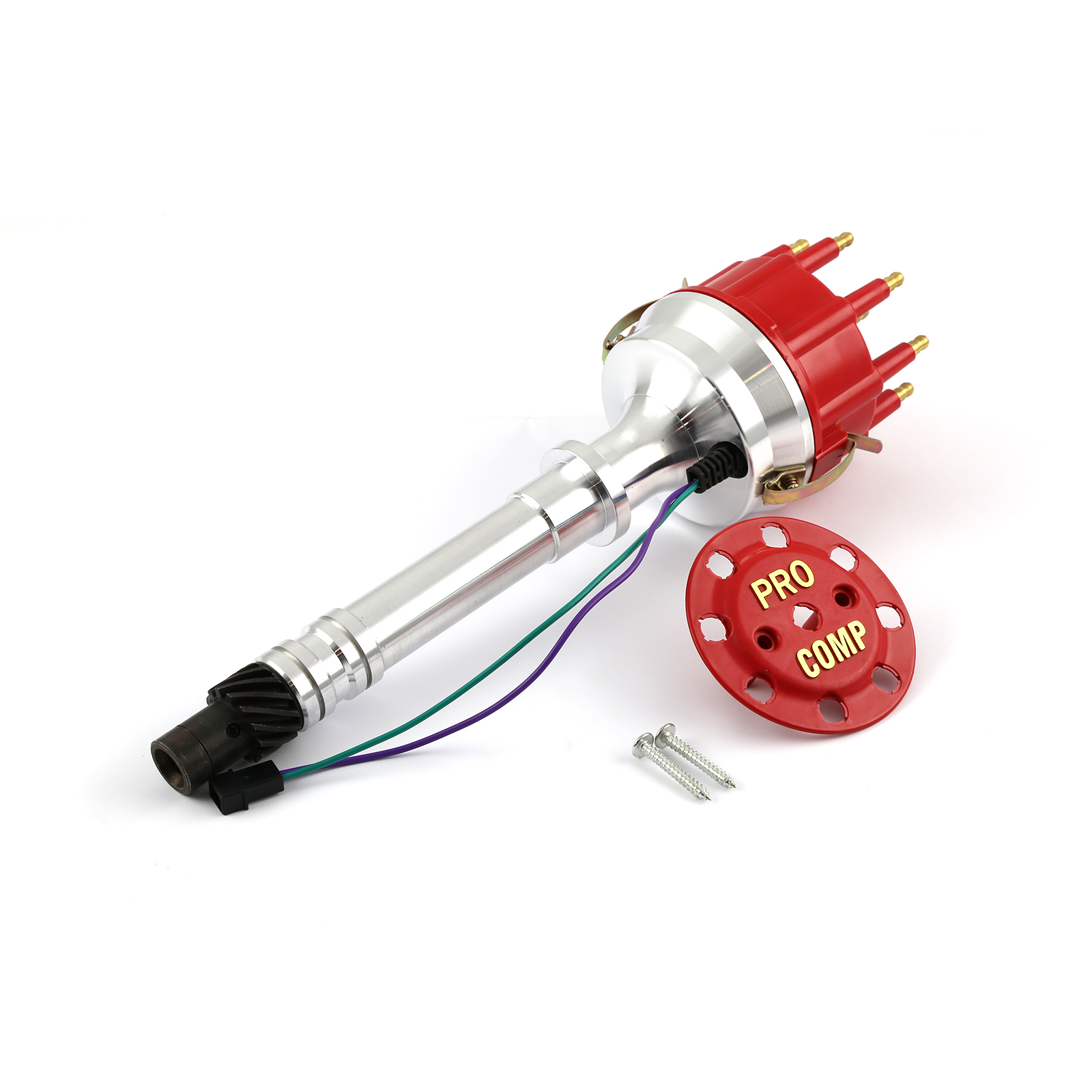 Speedmaster PCE376.1096.01 Pro Billet Distributor - Compatible With Chevy SBC 350 & BBC 454, Red Cap, Magnetic Trigger, Requires Ignition Box