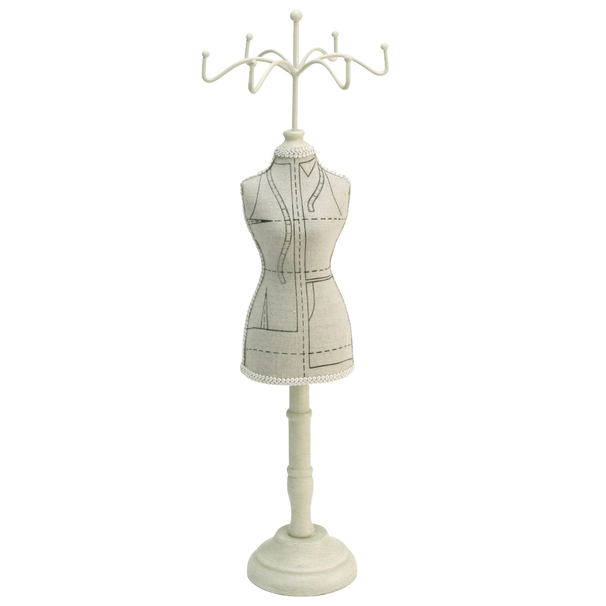 Shabby Chic Vintage Fabric Bodice Jewellery Mannequin Display Holder
