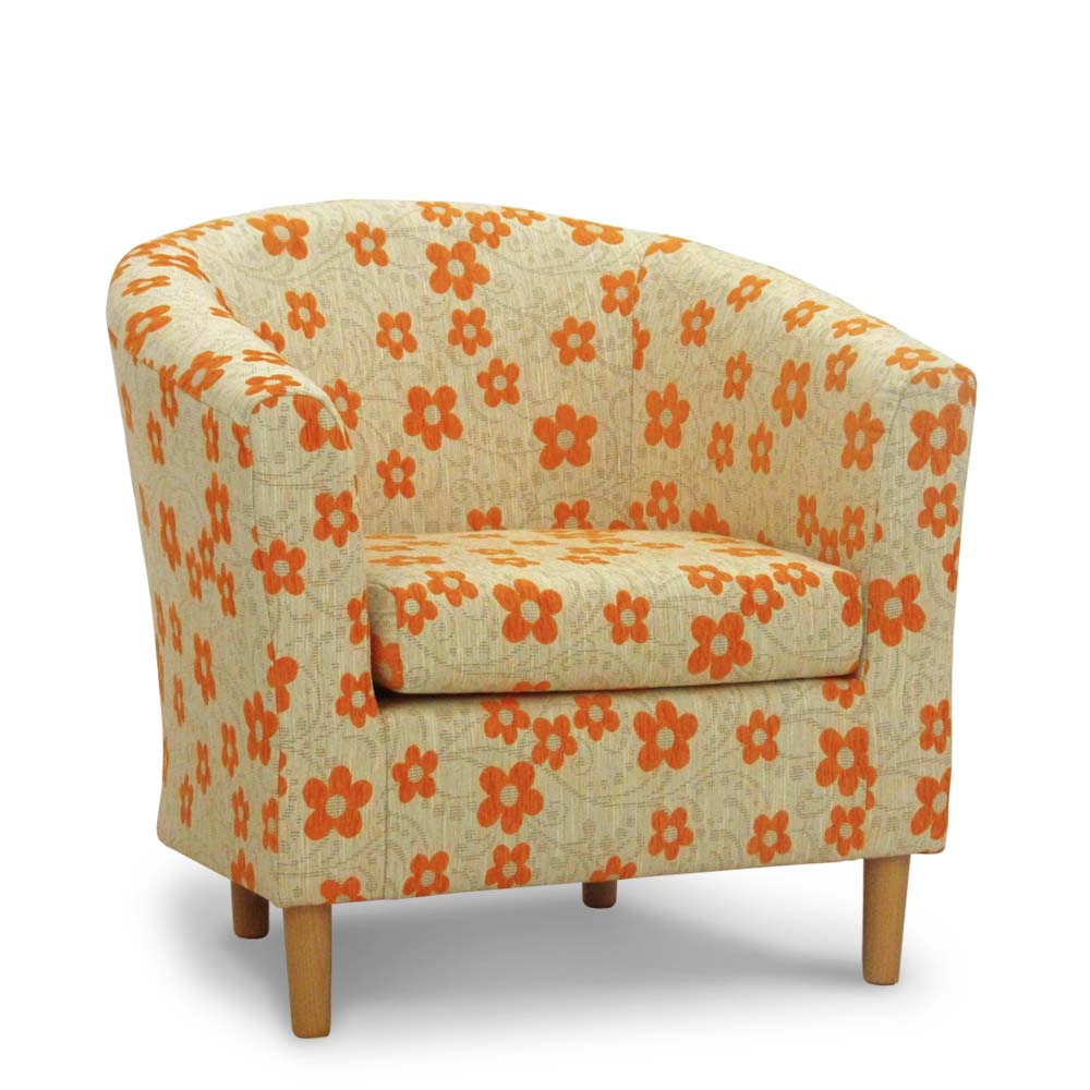 Fabric Tub Chair Bucket Seat Classic Tub Chairs Design Orange