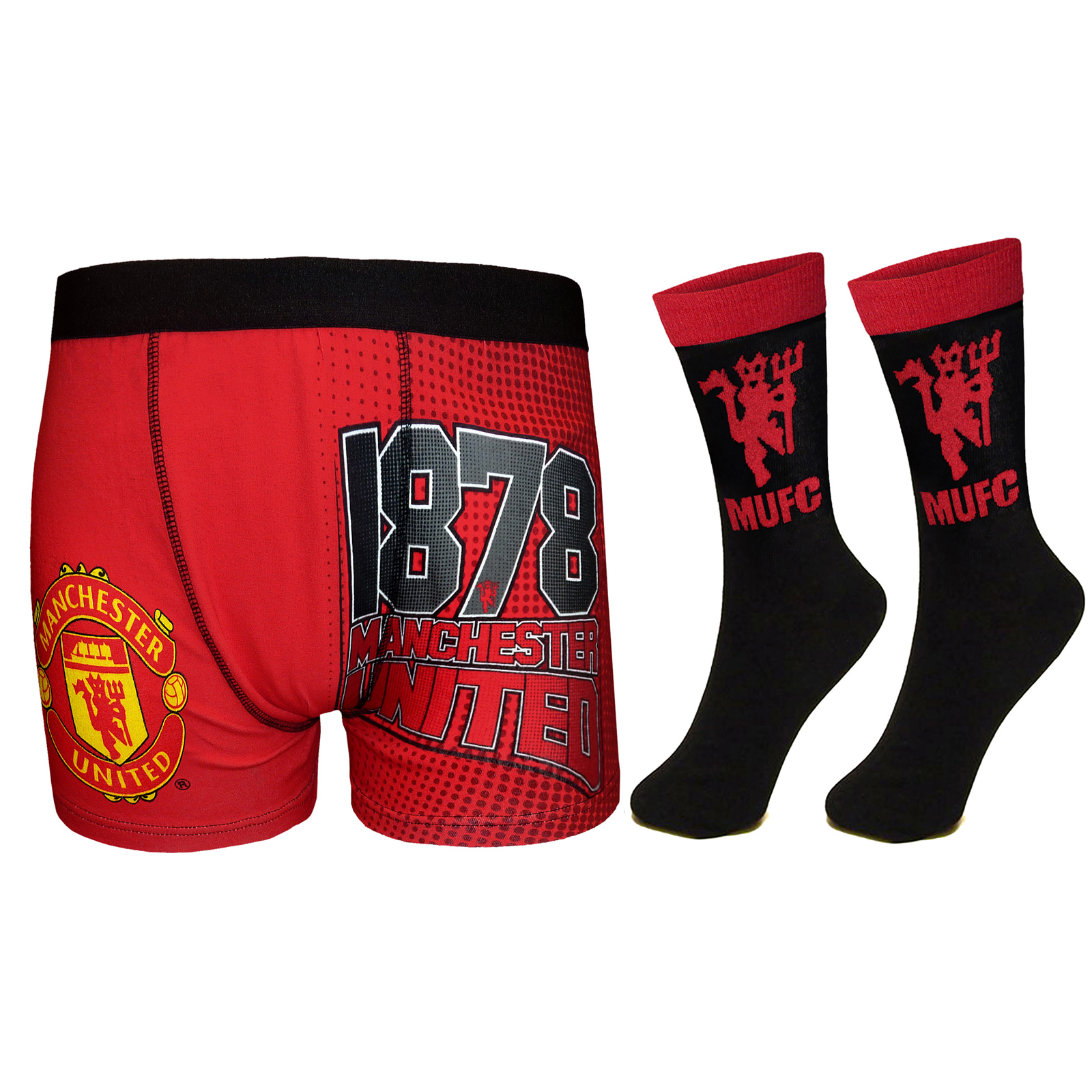 Manchester United FC Football Gift Mens Devil Socks & Boxer Shorts eBay