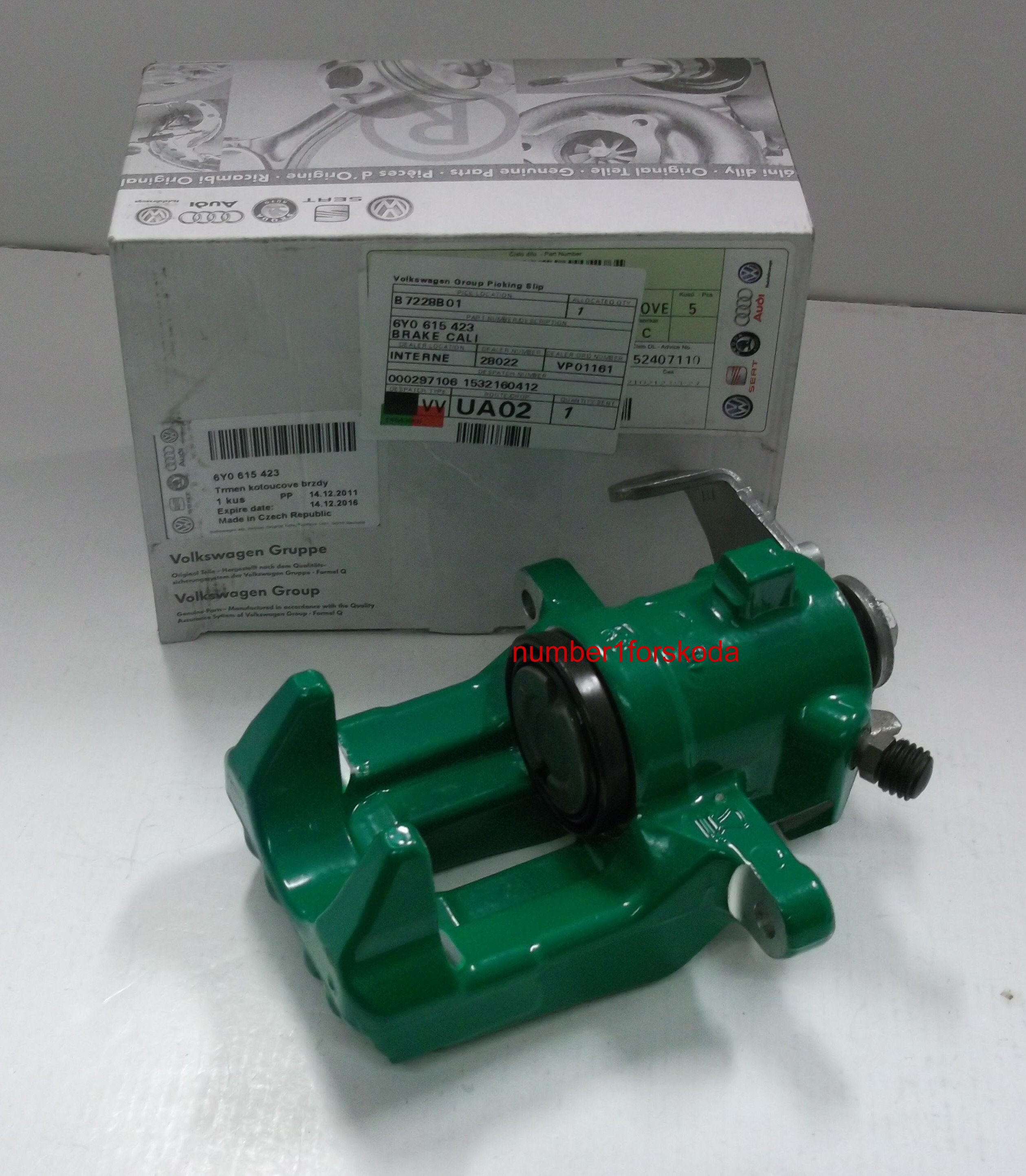 GENUINE SKODA FABIA VRS MK1 N/S/R LEFT REAR MINT GREEN BRAKE CALIPER