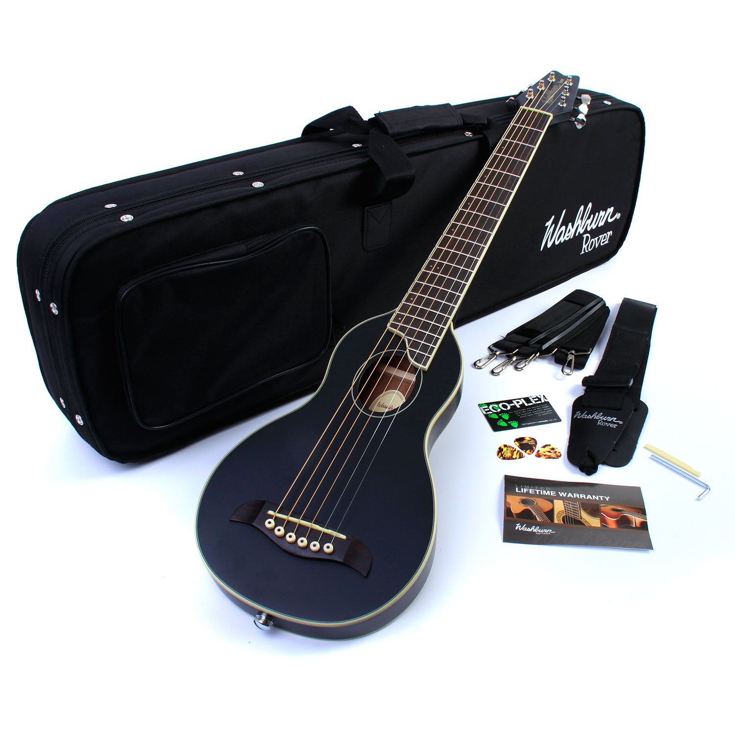Washburn R010 Rover Acoustic Small Backpacker Travel Guitar Hardcase