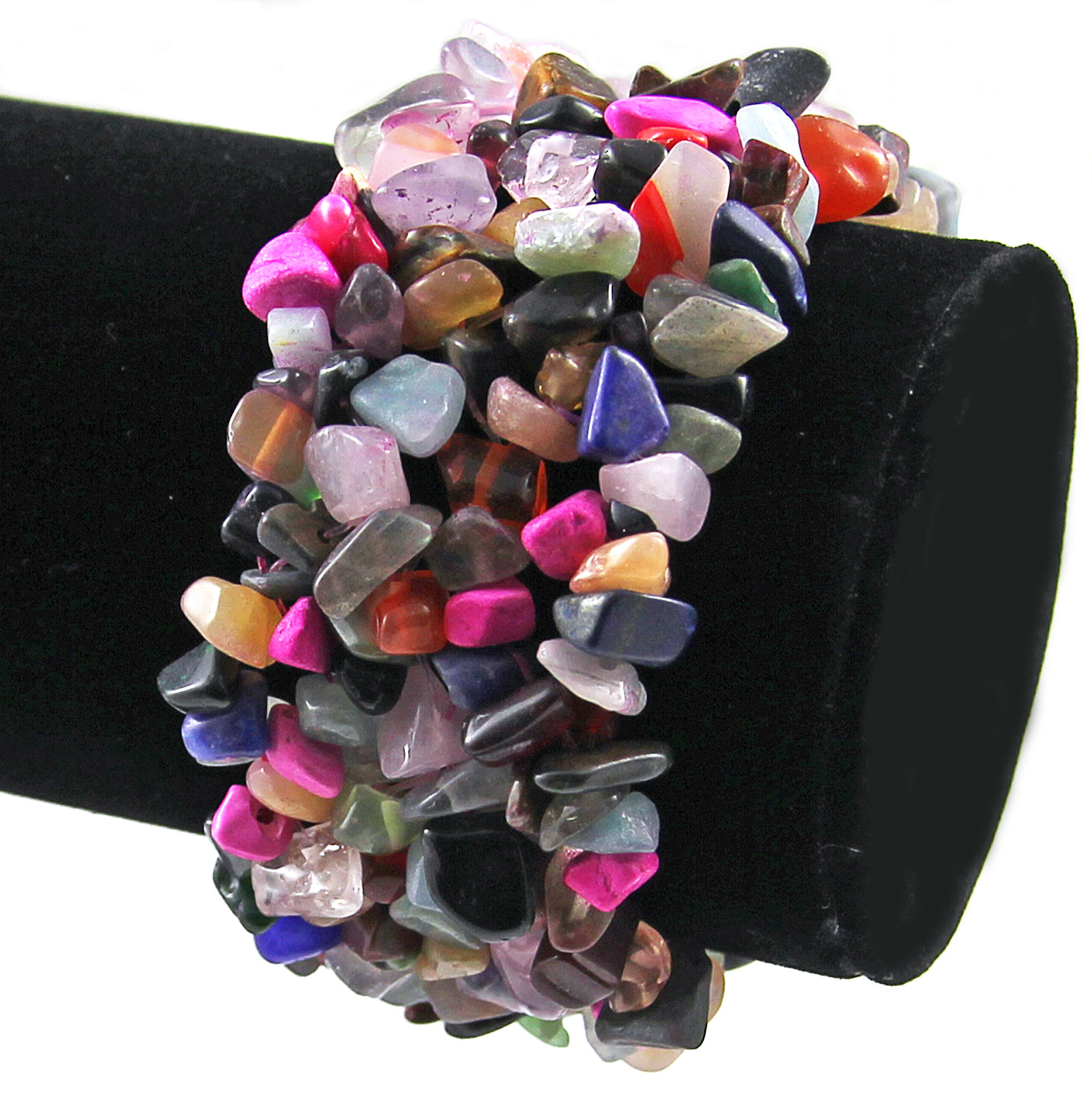 K-KED Natural 5-8mm Obsidian Stone Chips Black Gemstone Stretch Healing Bracelet-7 In - Foto 4