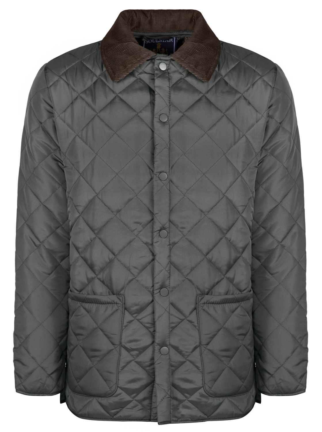 Soul Star Mens Diamond Quilted Jacket Padded Cord Patches Coat New eBay