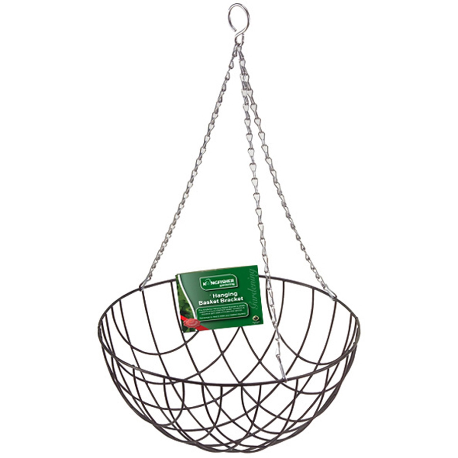 Kingfisher 12" Wire Hanging Basket Bracket Plant Home Decor Green With
