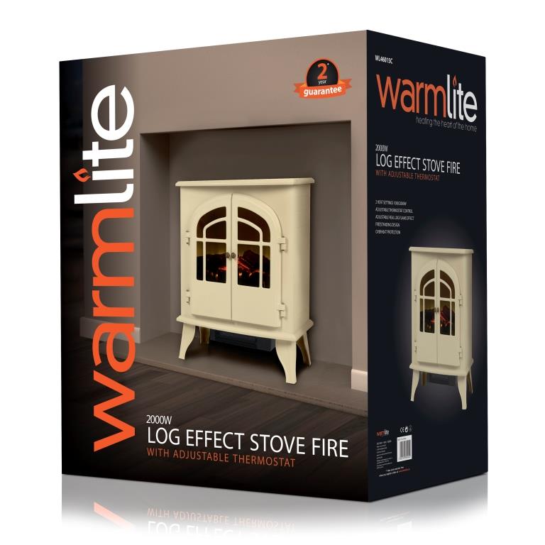 Warmlite 2000w Electric Log Effect Stove Fire Cream WL46015C eBay