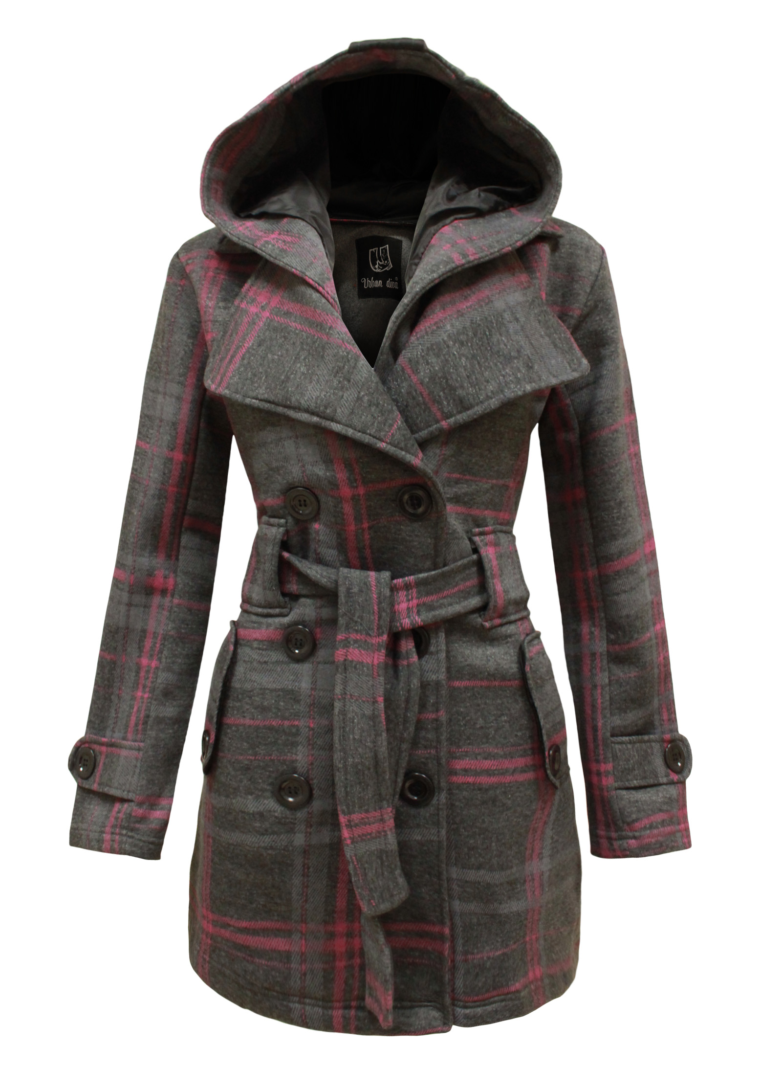women's belted coat with hood