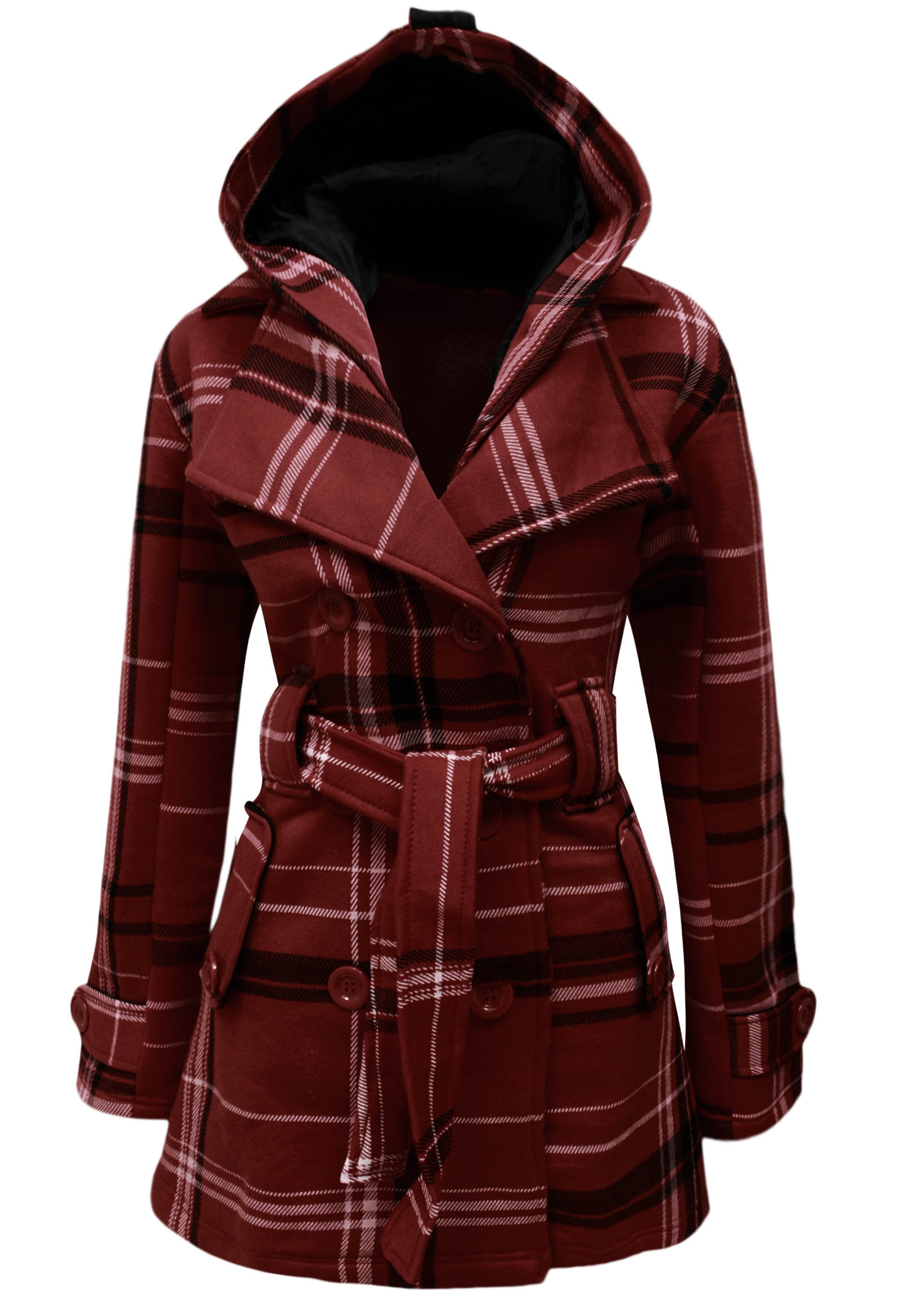 women's belted coat with hood