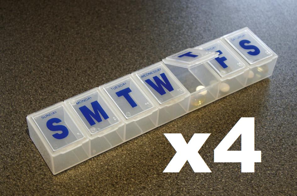 Multisave 4 Pack of Able2 7 Day Extra Large Pill Tablet Storage Boxes 4