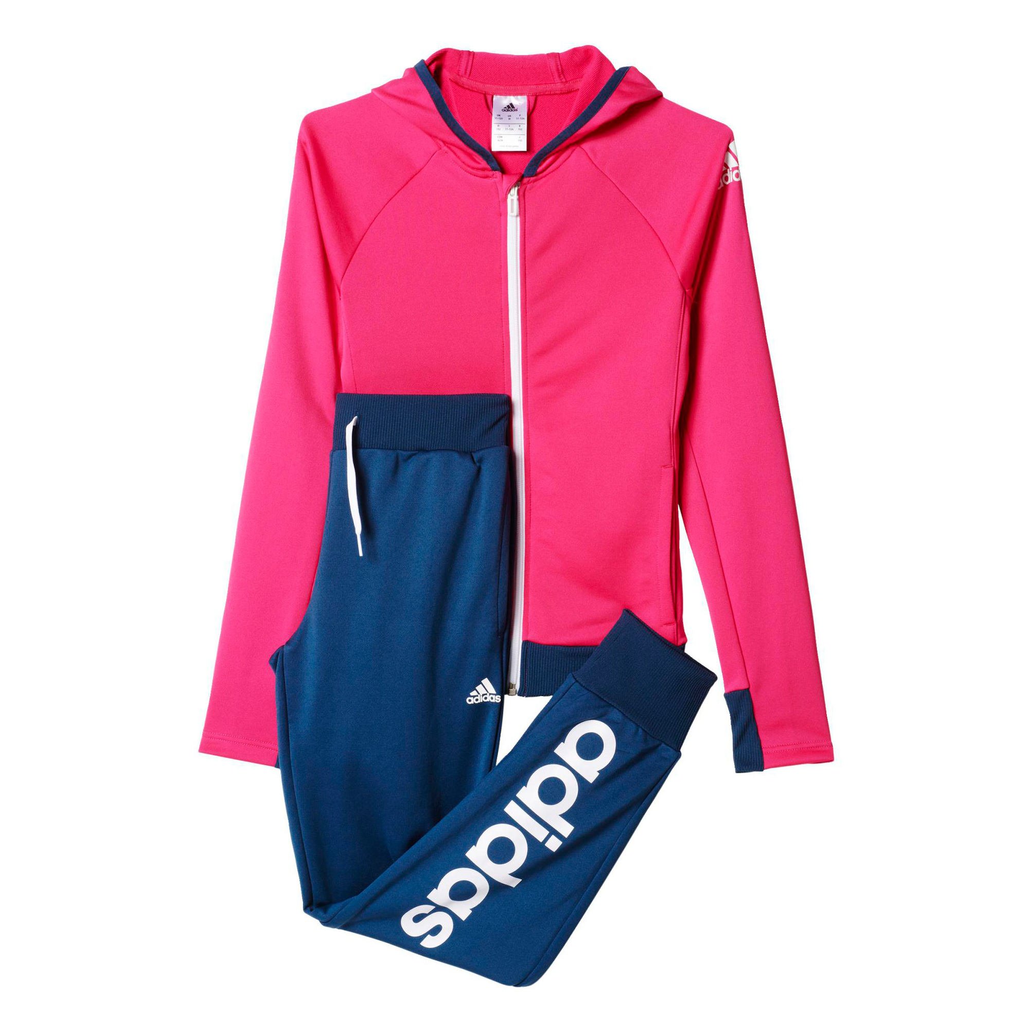 adidas Hooded Essential Girls Junior Kids Tracksuit Set Pink/Blue eBay