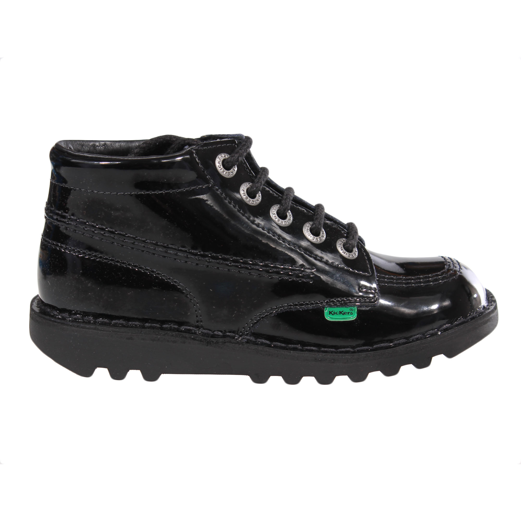 Kickers Kick Hi Patent Junior Girls School Shoe Boot Black eBay