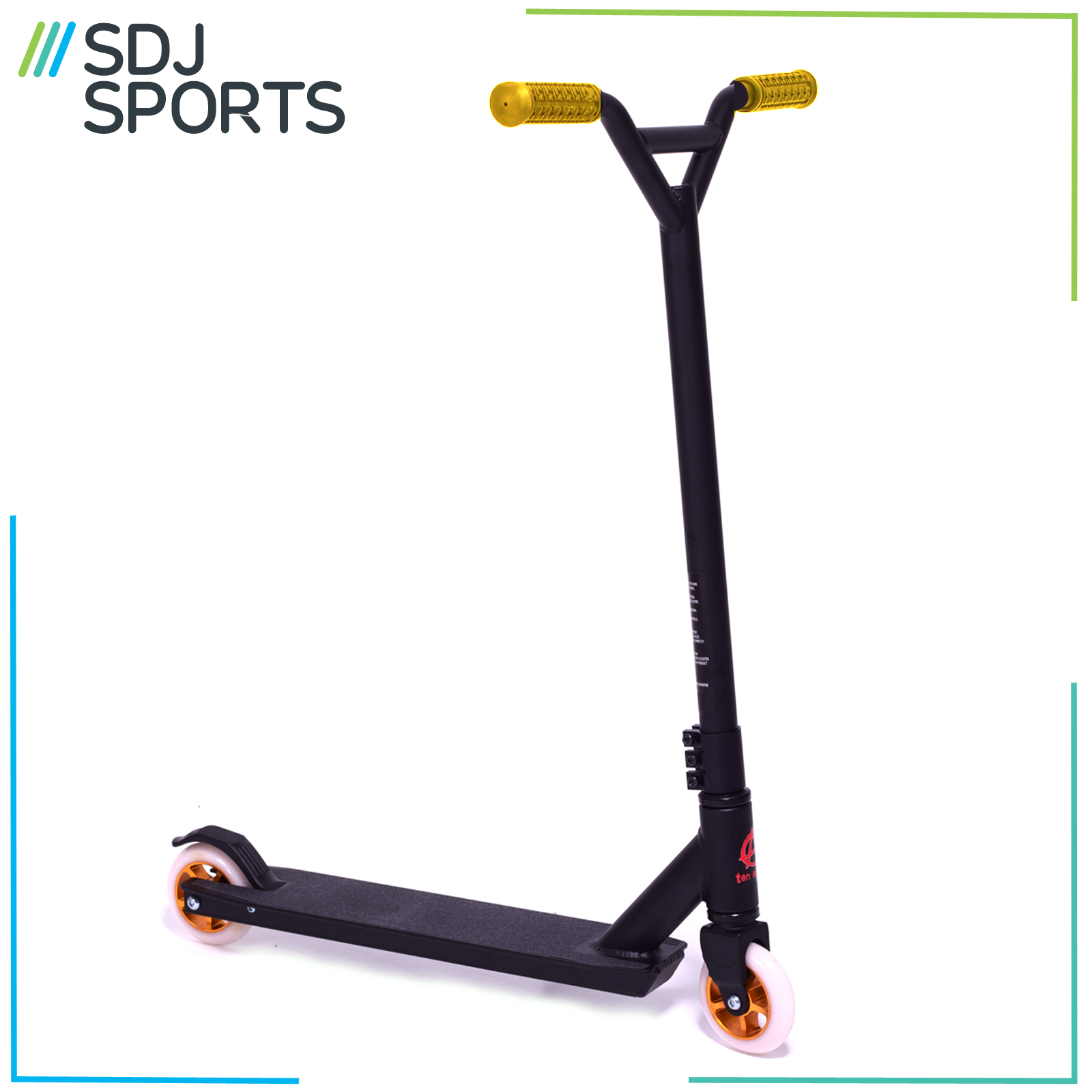 TEN EIGHTY 1080 BLACK PRO STUNT SCOOTER ALUMINIUM DECK GOLD ALLOY 100MM