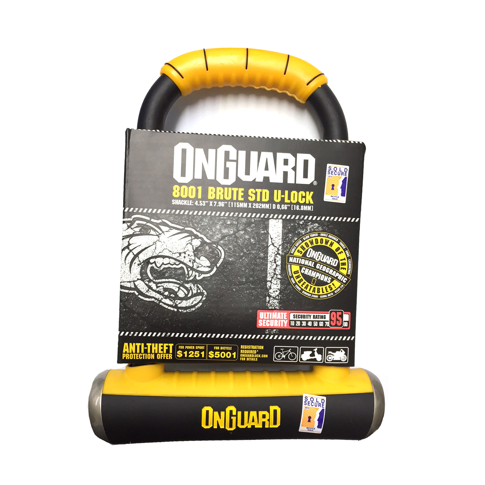 ONGUARD Brute Standard 8001 anti-vol Moto Scooter Lock Or Vendu Sécurisé