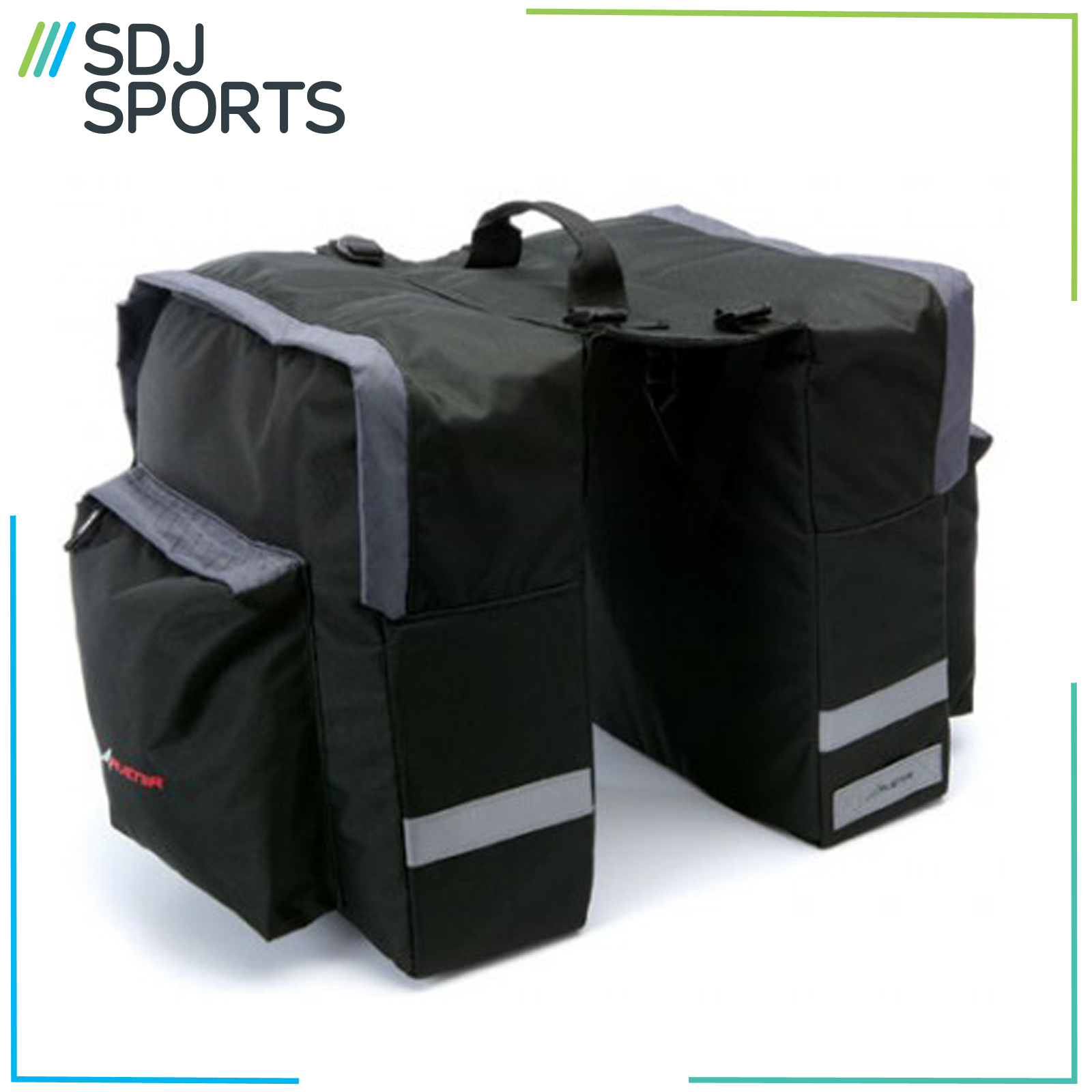 AVENIR BIKE DOUBLE PANNIER BAGS BLACK COMMUTER CYCLE 20 LITRE 20L REAR