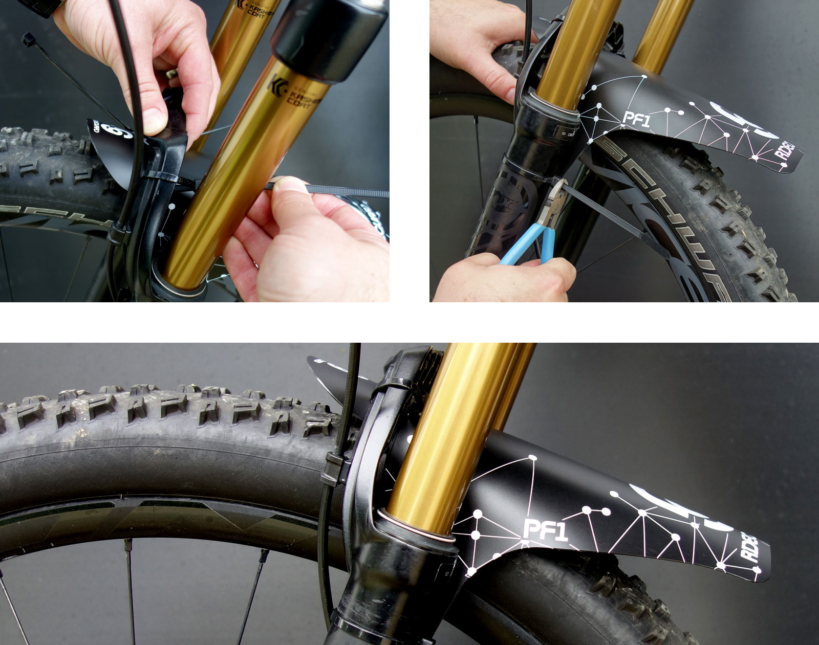 RideGuard PF1 Mountain Bike Front Mudguard + Suspension Sag Setter