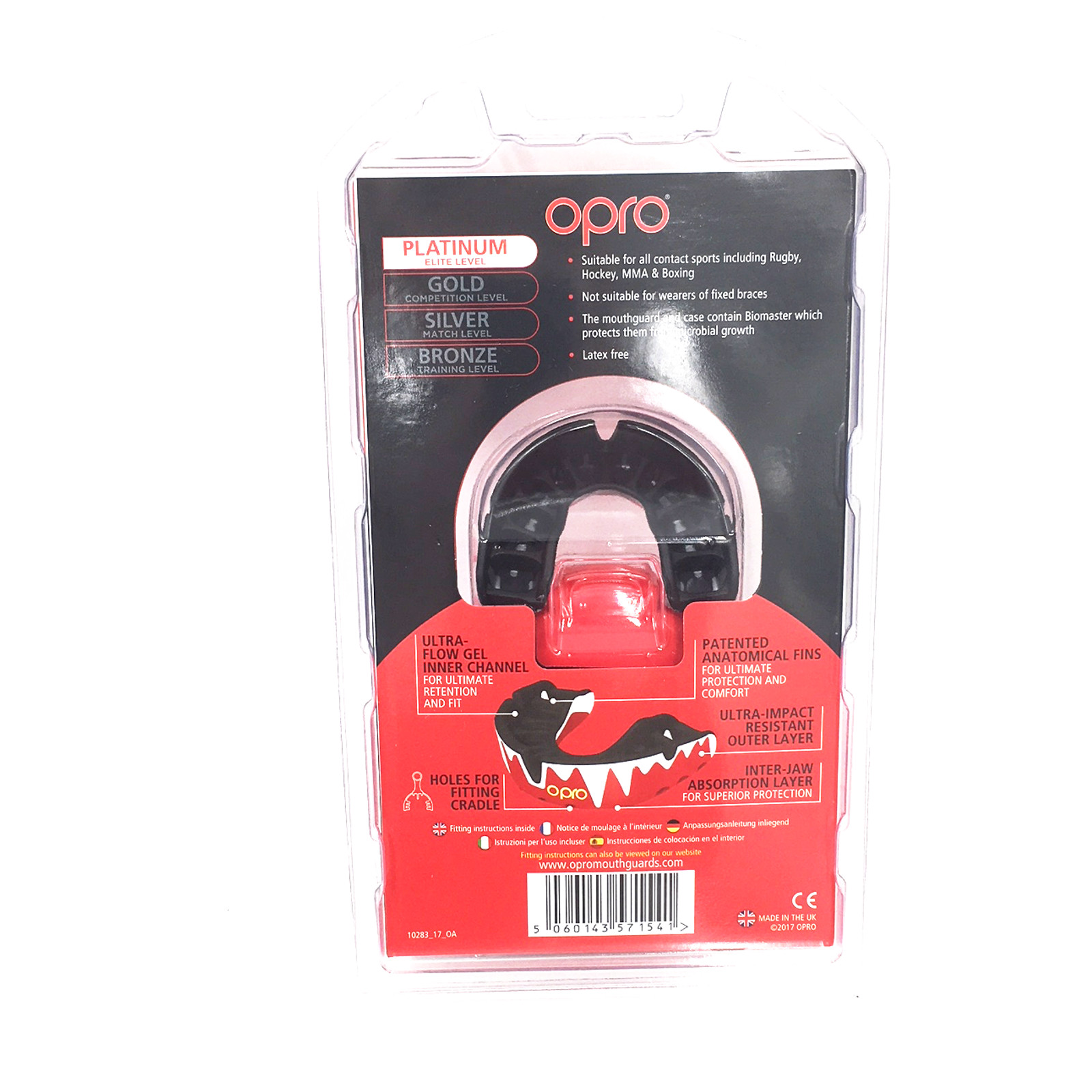 OPRO Self-Fit Gen4 MMA Martial Art Hockey Rugby Boxing Mouthguard Platinum Fangz