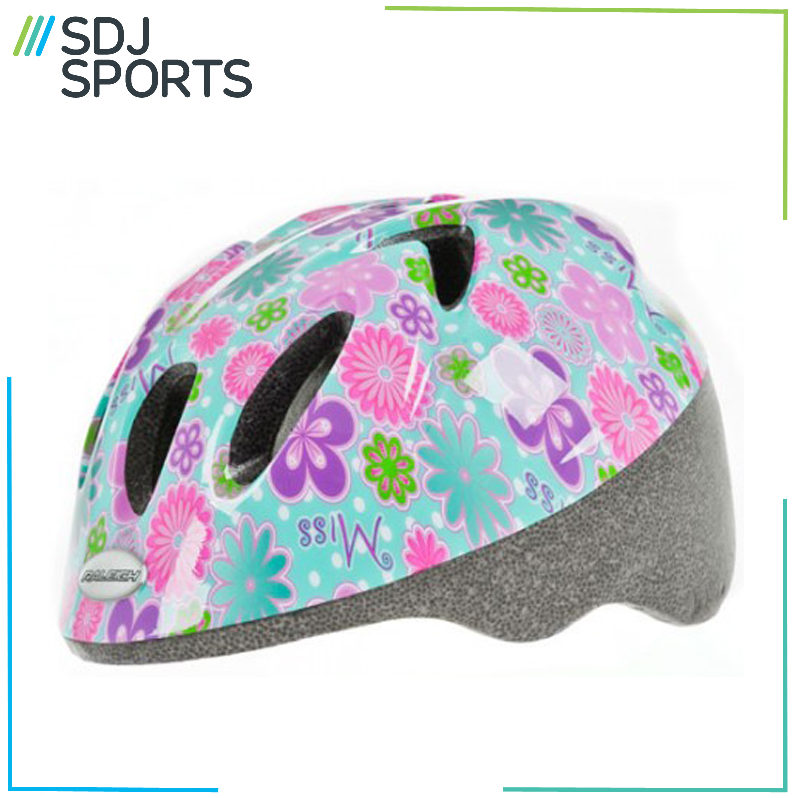 RALEIGH RASCAL KIDS CHILDRENS BIKE HELMET MISS GREEN CYCLE 4450CM