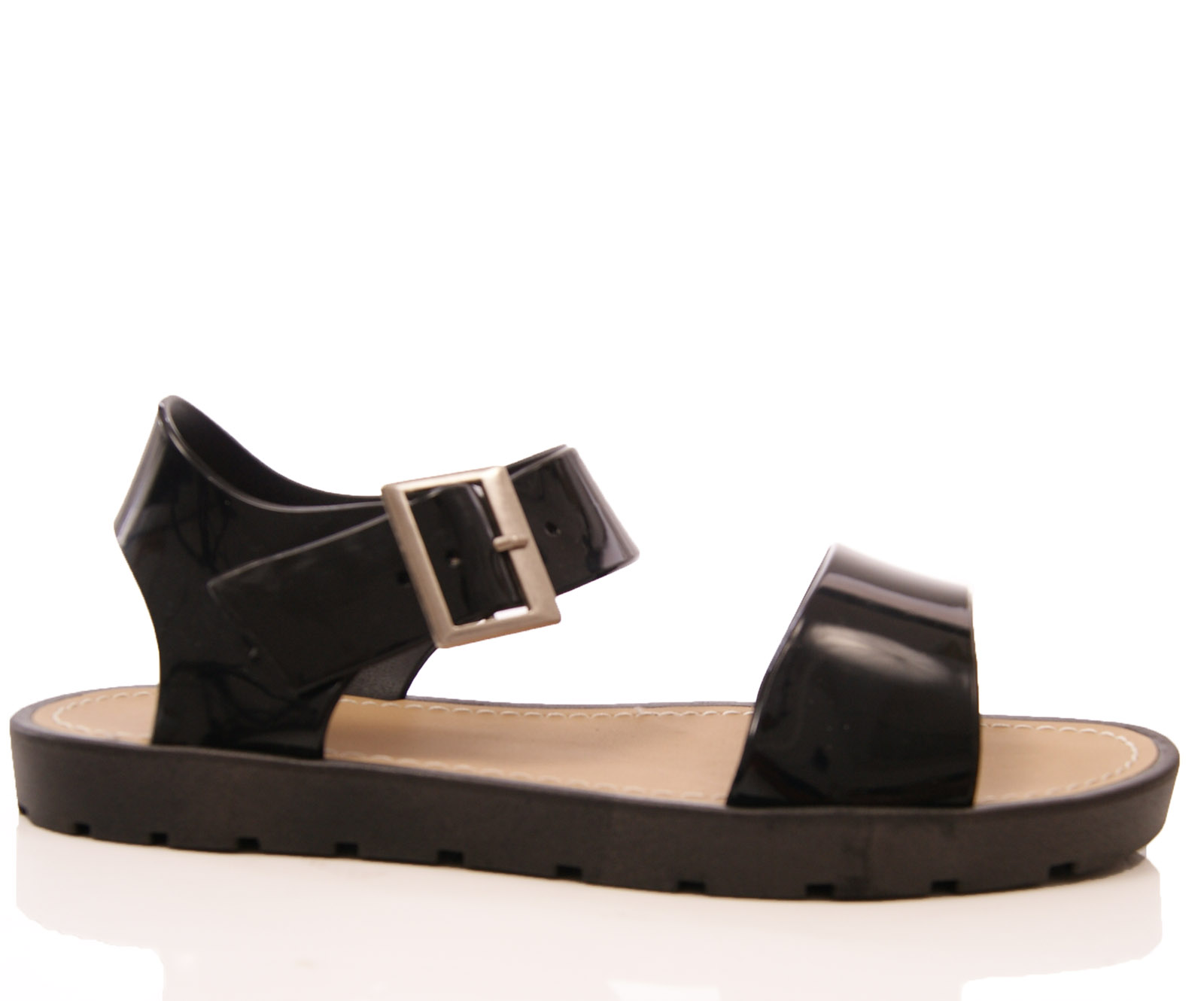 LADIES WOMENS JELLIE JELLY SUMMER LOW WEDGE SANDALS RETRO RUBBER SHOES