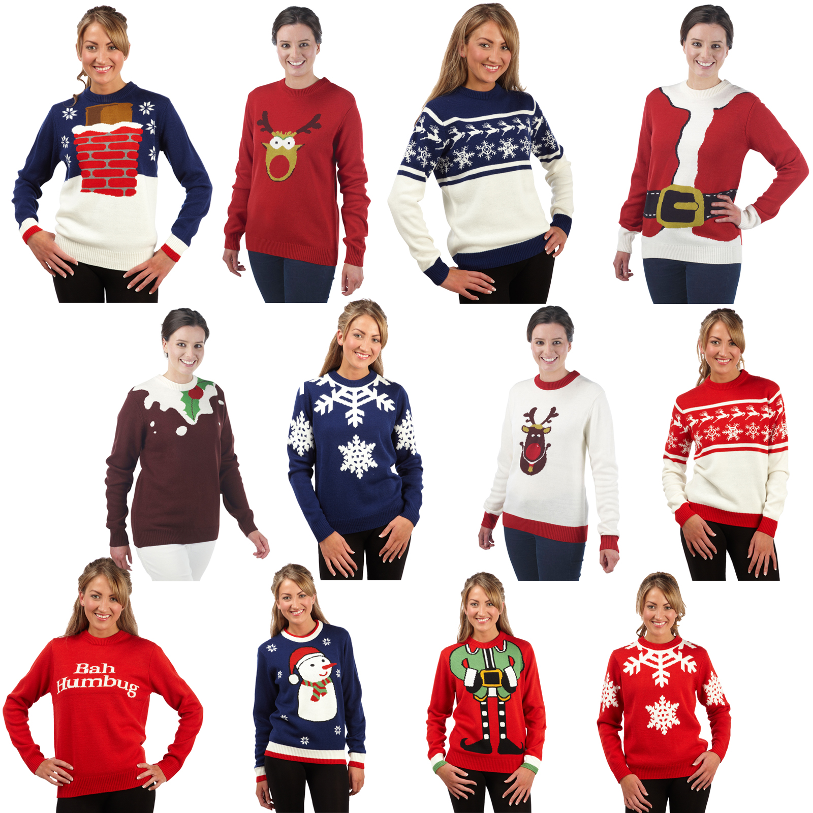 Womens Christmas Jumper Novelty Knitted Xmas Jumpers Sweater Top New