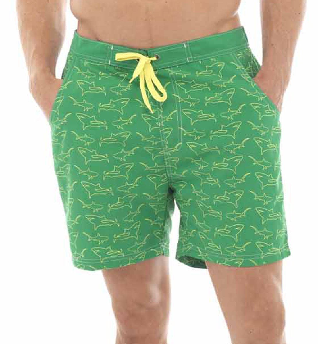 Mens Knee Length Bright Shark Pattern Swimshorts Trunks Swimwear eBay