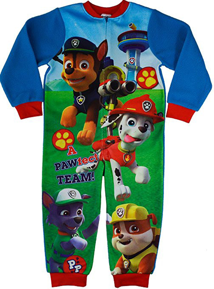 Paw Patrol Boy's Childrens Fleece Onesie All in One Sleepsuit Jumpsuit