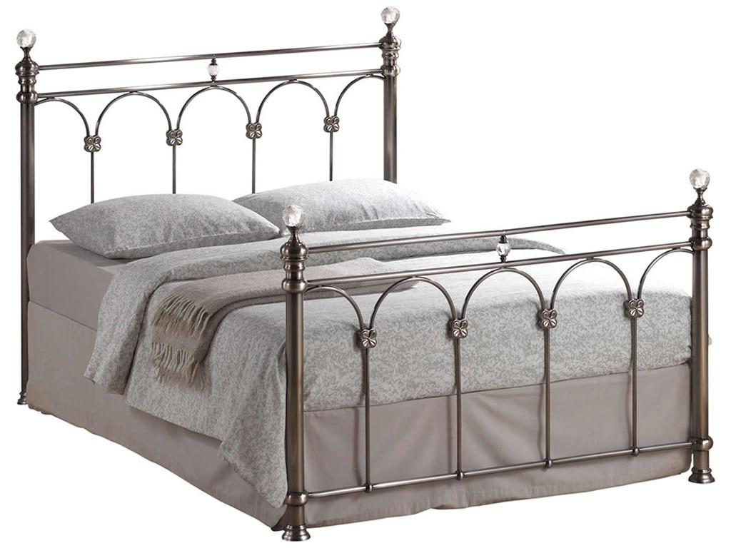 Brushed Nickel Metal Bed Frame Bedstead Double Kingsize 4ft6 5ft eBay