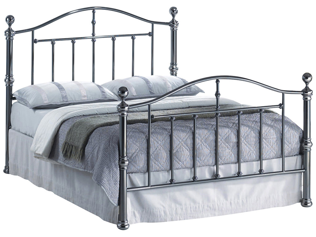 Nickel Finish Metal Bed Frame Bedstead Double/Kingsize 4ft6 5ft 135cm
