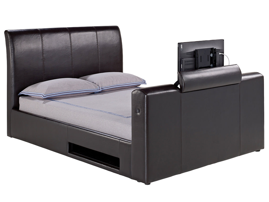 Faux Leather TV Bed Frame Bedstead Double Kingsize Superking 4ft6 5ft