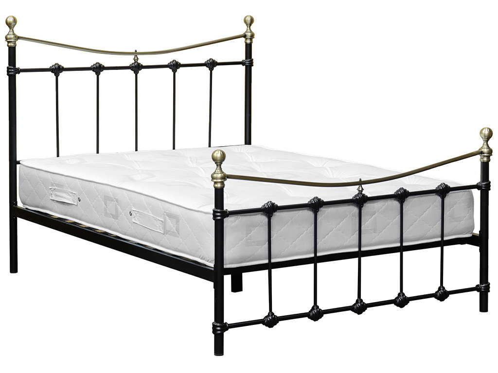 Metal & Antique Brass Bed Frame Bedstead Double 4ft6 Black Cream eBay