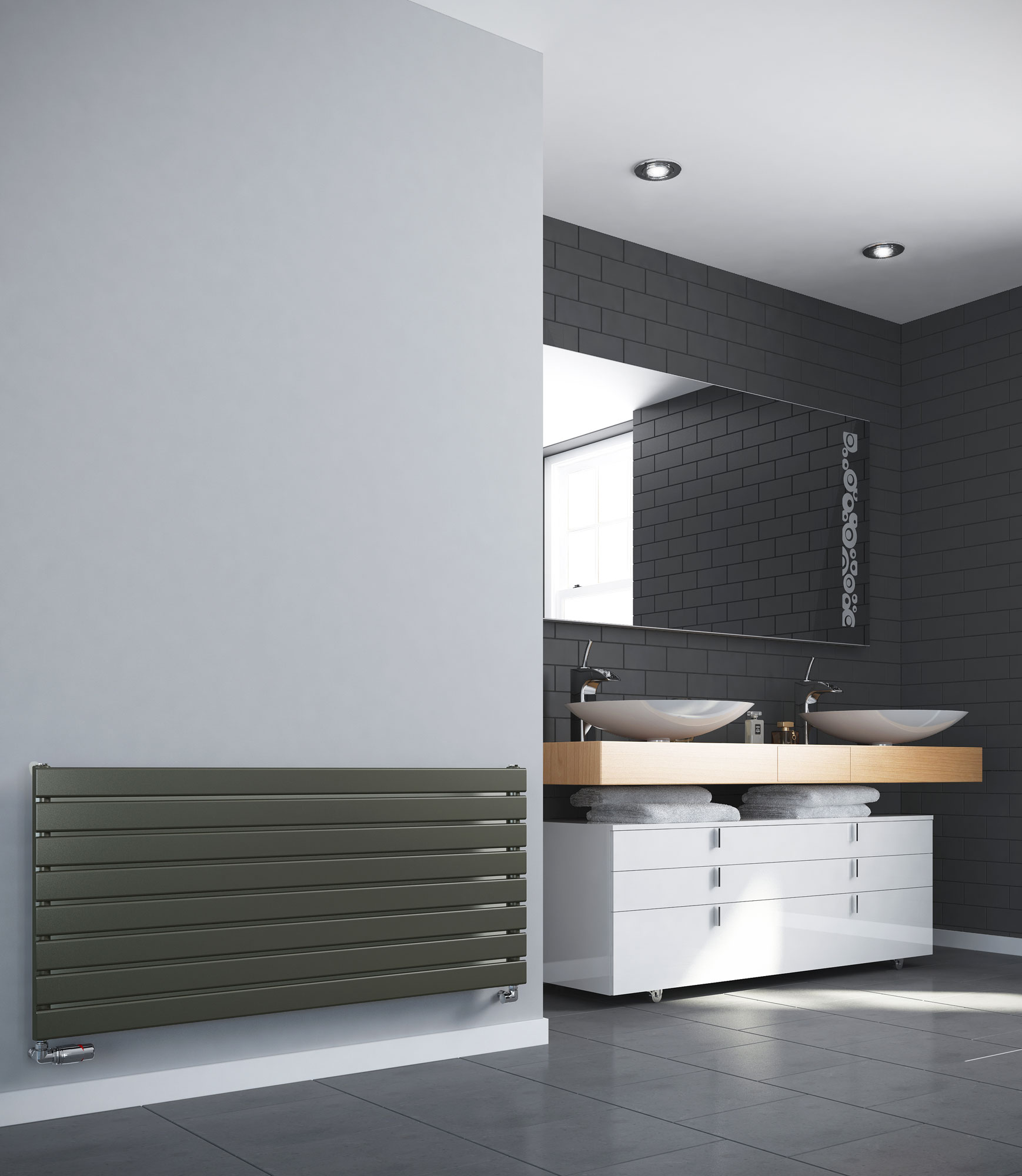 Designer Radiator Horizontal Wide Flat Panel Radiators White