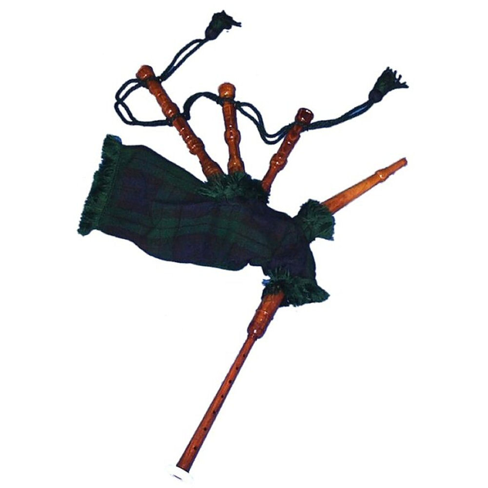 Childrens Junior Playable Miniature Bagpipes Tartan Bag & Rosewood